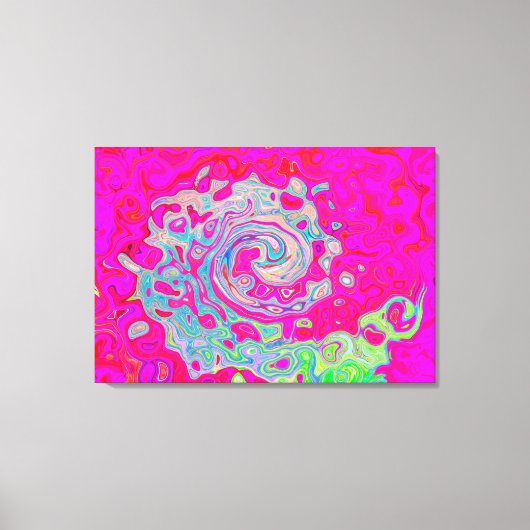 Groovy Abstract Turquoise Blauwe en Rode Draaikolk Canvas Afdruk (Voorkant)