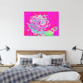 Groovy Abstract Turquoise Blauwe en Rode Draaikolk Canvas Afdruk (Insitu (Slaapkamer))