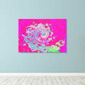 Groovy Abstract Turquoise Blauwe en Rode Draaikolk Canvas Afdruk (Insitu (Houten vloer))
