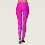 Groovy Abstract Turquoise Blauwe en Rode Draaikolk Leggings (Achterkant)