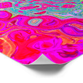 Groovy Abstract Turquoise Blauwe en Rode Draaikolk Poster (Hoek)