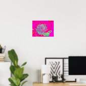 Groovy Abstract Turquoise Blauwe en Rode Draaikolk Poster (Thuiskantoor)