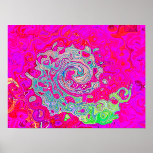 Groovy Abstract Turquoise Blauwe en Rode Draaikolk Poster (Voorkant)