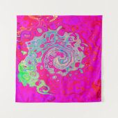 Groovy Abstract Turquoise Blauwe en Rode Draaikolk Wandkleed (Voorkant (horizontaal))