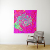 Groovy Abstract Turquoise Blauwe en Rode Draaikolk Wandkleed (In Situ (horizontaal))