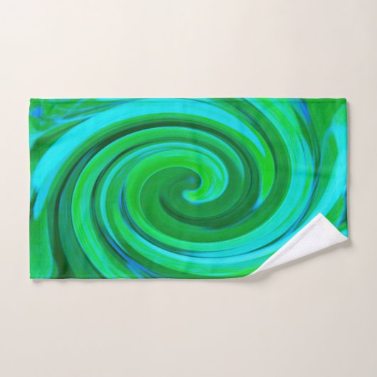 Groovy Abstract Turquoise Liquid Swirl Painting Handdoek (Handdoek)
