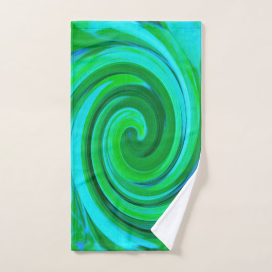 Groovy Abstract Turquoise Liquid Swirl Painting Handdoek (Handdoek)