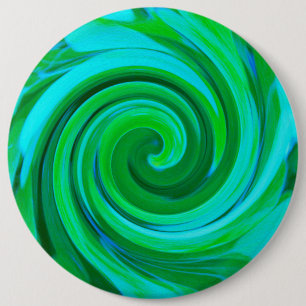 Groovy Abstract Turquoise Liquid Swirl Painting Ronde Button 6,0 Cm