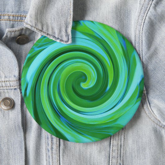 Groovy Abstract Turquoise Liquid Swirl Painting Ronde Button 6,0 Cm (In situ)