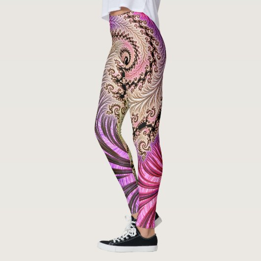 Groovy Abstracte Digitale Funky Boho Spiraal Fract Leggings (Links)