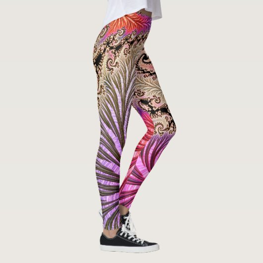 Groovy Abstracte Digitale Funky Boho Spiraal Fract Leggings (Rechts)