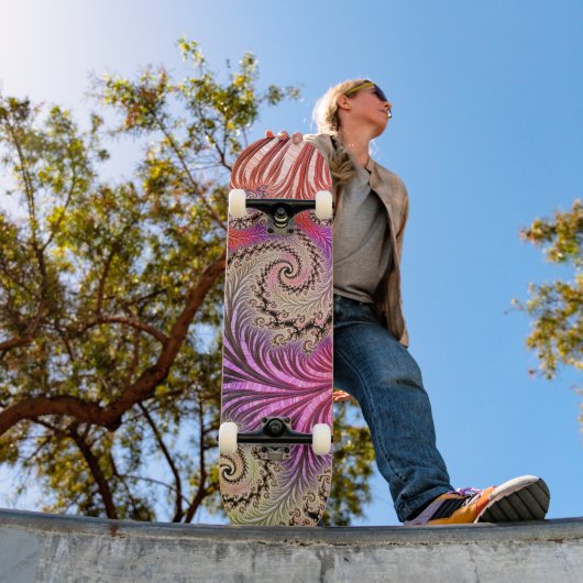 Groovy Abstracte Digitale Funky Boho Spiraal Fract Persoonlijk Skateboard (Buiten 1)