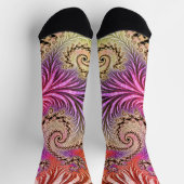 Groovy Abstracte Digitale Funky Boho Spiraal Fract Sokken (Top)