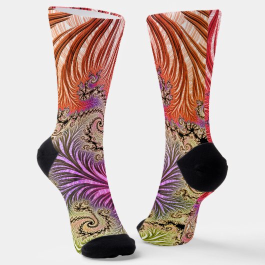 Groovy Abstracte Digitale Funky Boho Spiraal Fract Sokken (Gebogen)