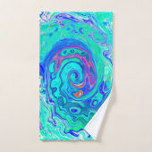 Groovy Abstracte Oceaan Blauwe en Groene Vloeibare Bad Handdoek (Handdoek)