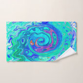 Groovy Abstracte Oceaan Blauwe en Groene Vloeibare Bad Handdoek (Handdoek)