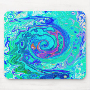 Groovy Abstracte Oceaan Blauwe en Groene Vloeibare Muismat