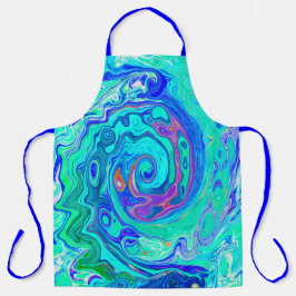 Groovy Abstracte Oceaan Blauwe en Groene Vloeibare Schort