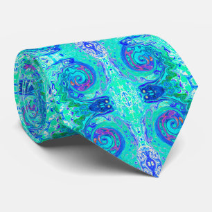 Groovy Abstracte Oceaan Blauwe en Groene Vloeibare Stropdas