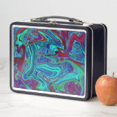 Groovy Abstracte Retro Kunst in Blauw en Rood (In situ)
