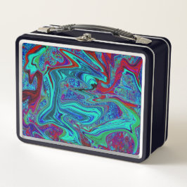 Groovy Abstracte Retro Kunst in Blauw en Rood