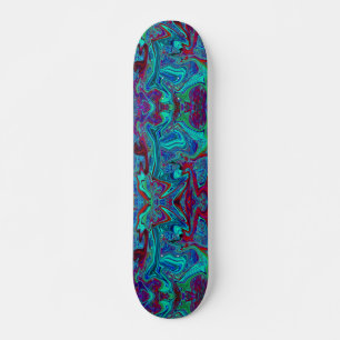 Groovy Abstracte Retro Kunst in Blauw en Rood Persoonlijk Skateboard