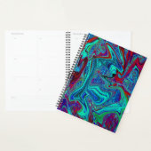 Groovy Abstracte Retro Kunst in Blauw en Rood Planner (Display)