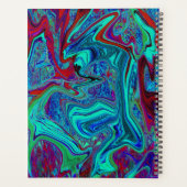 Groovy Abstracte Retro Kunst in Blauw en Rood Planner (Achterkant)