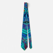 Groovy Abstracte Retro Kunst in Blauw en Rood Stropdas (Voorkant)