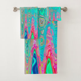 Groovy Abstracte Retro Rainbow Atomic Waves Bad Handdoek