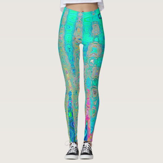 Groovy Abstracte Retro Rainbow Atomic Waves Leggings (Voorkant)