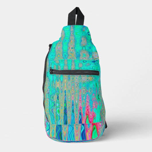 Groovy Abstracte Retro Rainbow Atomic Waves Sling Bag (Voorkant)