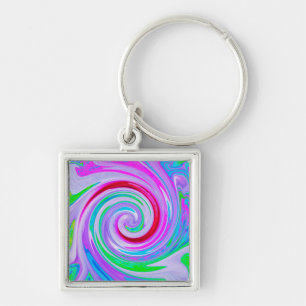 Groovy Abstracte Rode Draaikolk op Paars en Roze Sleutelhanger