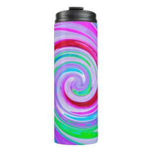 Groovy Abstracte Rode Draaikolk op Paars en Roze Thermosbeker