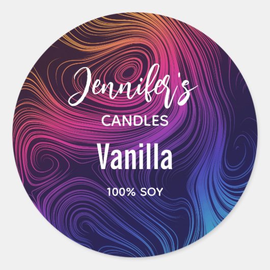 Groovy Abstracte Swirls en Circle Candle Business Ronde Sticker (Voorkant)