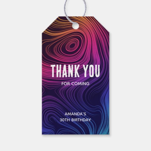 Groovy Abstracte Swirls en Circles Cool Birthday Cadeaulabel (Voorkant)