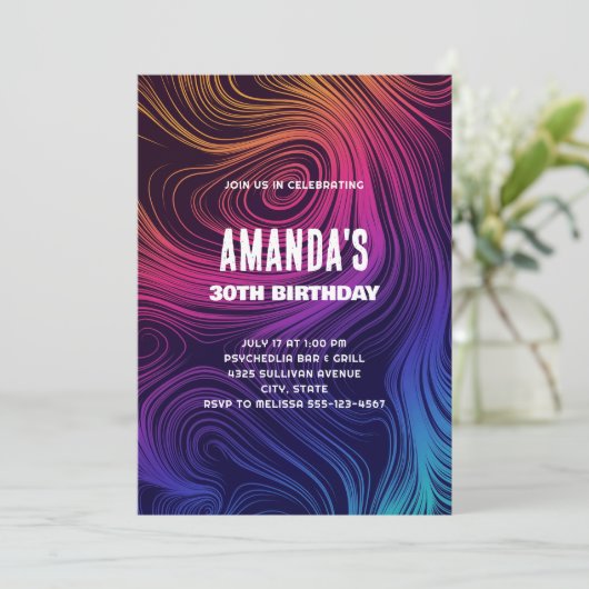 Groovy Abstracte Swirls en Circles Cool Birthday Kaart (Staand voorkant)