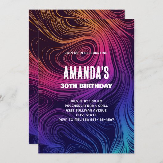 Groovy Abstracte Swirls en Circles Cool Birthday Kaart (Voorkant / Achterkant)