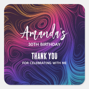 Groovy Abstracte Swirls en Circles Cool Party Vierkante Sticker