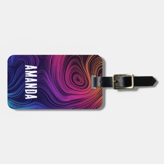 Groovy Abstracte Swirls en Cirkels Cool Bagagelabel (Voorkant horizontaal)