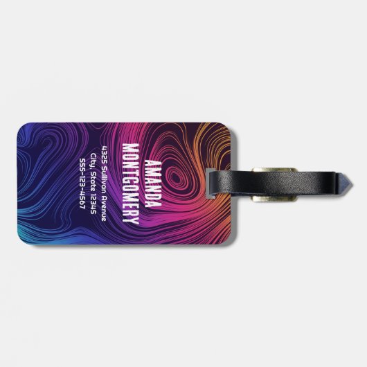 Groovy Abstracte Swirls en Cirkels Cool Bagagelabel (Achterkant horizontaal)