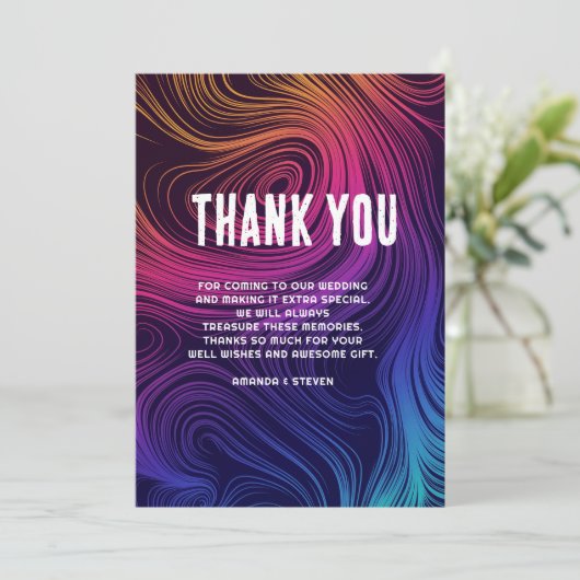 Groovy Abstracte Swirls en Cirkels Cool Bedankkaart (Staand voorkant)