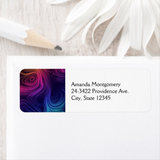 Groovy Abstracte Swirls en Cirkels Cool Etiket (Insitu)