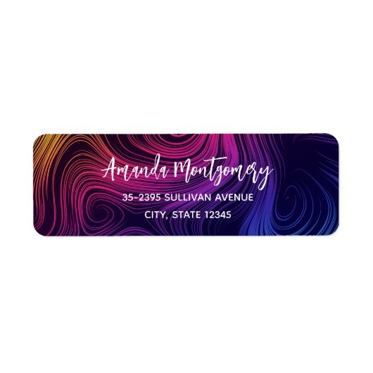 Groovy Abstracte Swirls en Cirkels Cool Etiket (Voorkant)
