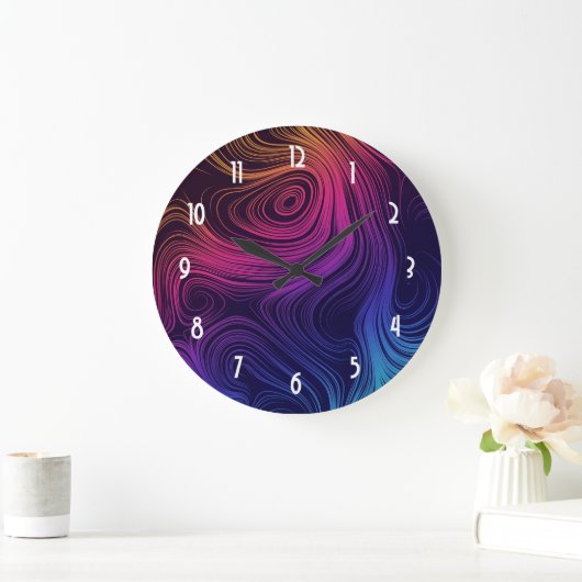 Groovy Abstracte Swirls en Cirkels Cool Grote Klok (Huis)