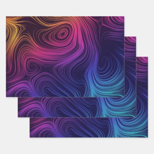 Groovy Abstracte Swirls en Cirkels Cool Inpakpapier Vel (Set)