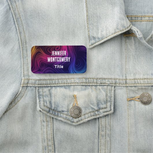 Groovy Abstracte Swirls en Cirkels Cool Naamplaatje (In situ)