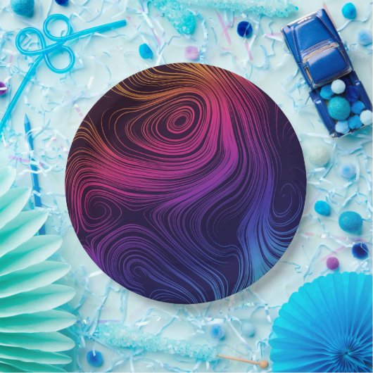 Groovy Abstracte Swirls en Cirkels Cool Papieren Bordje (Feest)
