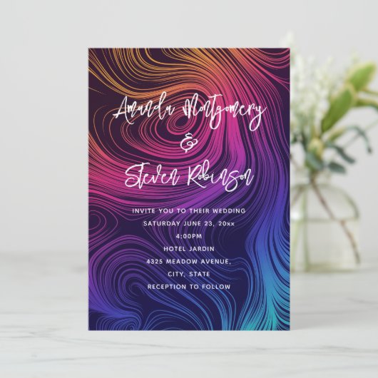 Groovy Abstracte wervelingen en cirkels Patroon br Kaart (Staand voorkant)