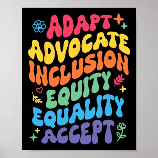 Groovy Adapt Advocate Inclusion Equity Equality Ac Poster (Voorkant)
